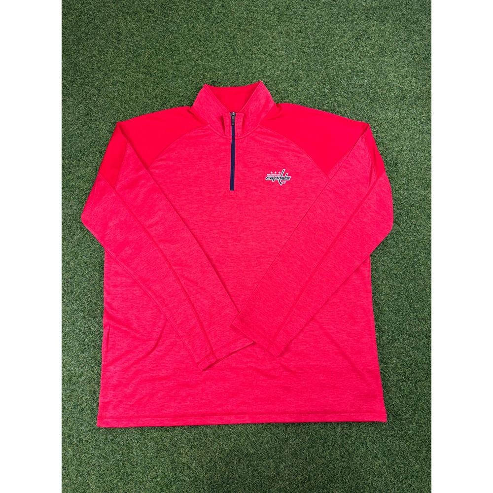 NHL‎ Washington Capitals Quarter Zip Pullover Red Heathered Mens 2XL NHL-1021